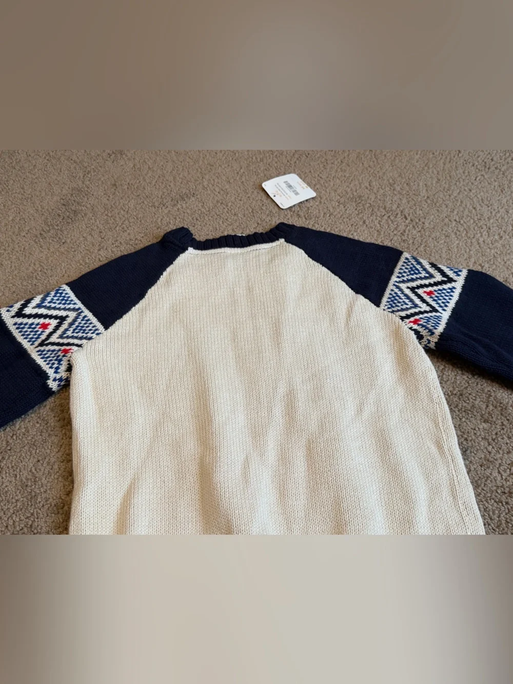 Gymboree boys M 7-8 Cream & Navy 'CHILL' Knit Sweater